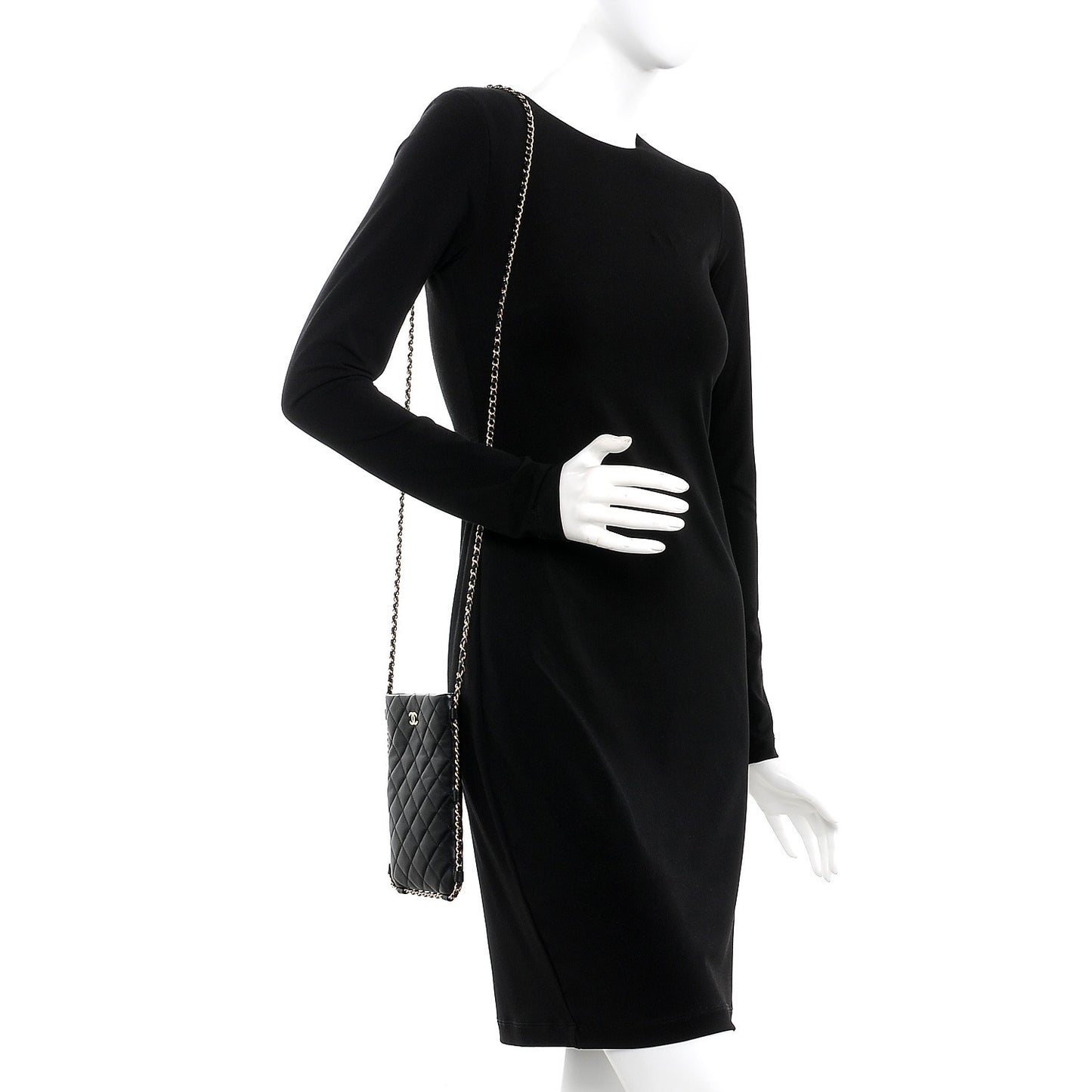 Lambskin Quilted CC Clutch With Chain Black