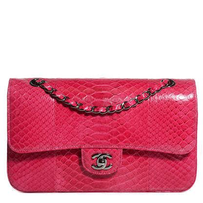 Chanel Python Medium Double Flap Dark Pink 1 of 10