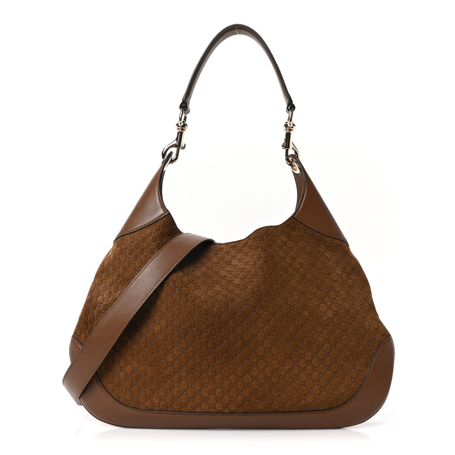 Gucci GG Suede B Medium Shoulder Bag Brown 1 of 9