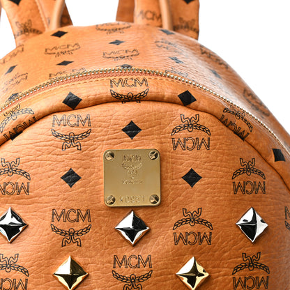 MCM Visetos Medium Sprinkle Stud Stark Backpack Cognac 9 of 9