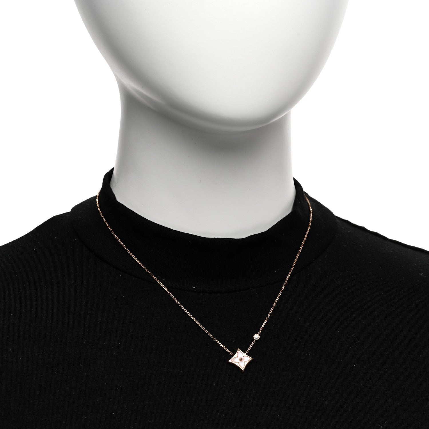 Louis Vuitton 18K Pink Gold Diamond Pink Mother of Pearl Color Blossom BB Star Pendant Necklace 2 of 4