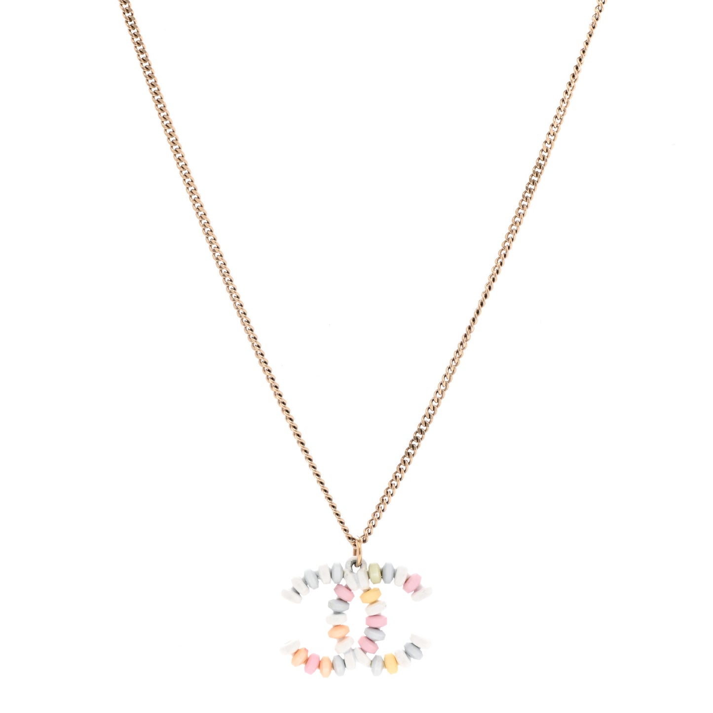 Candy Chain CC Pendant Necklace Gold Multicolor