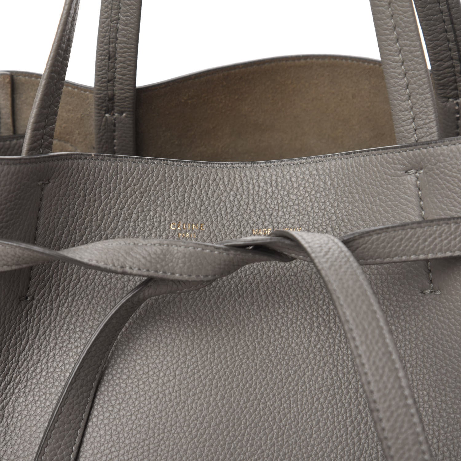 Celine Soft Grained Calfskin Small Belt Cabas Phantom Grey 9 of 12