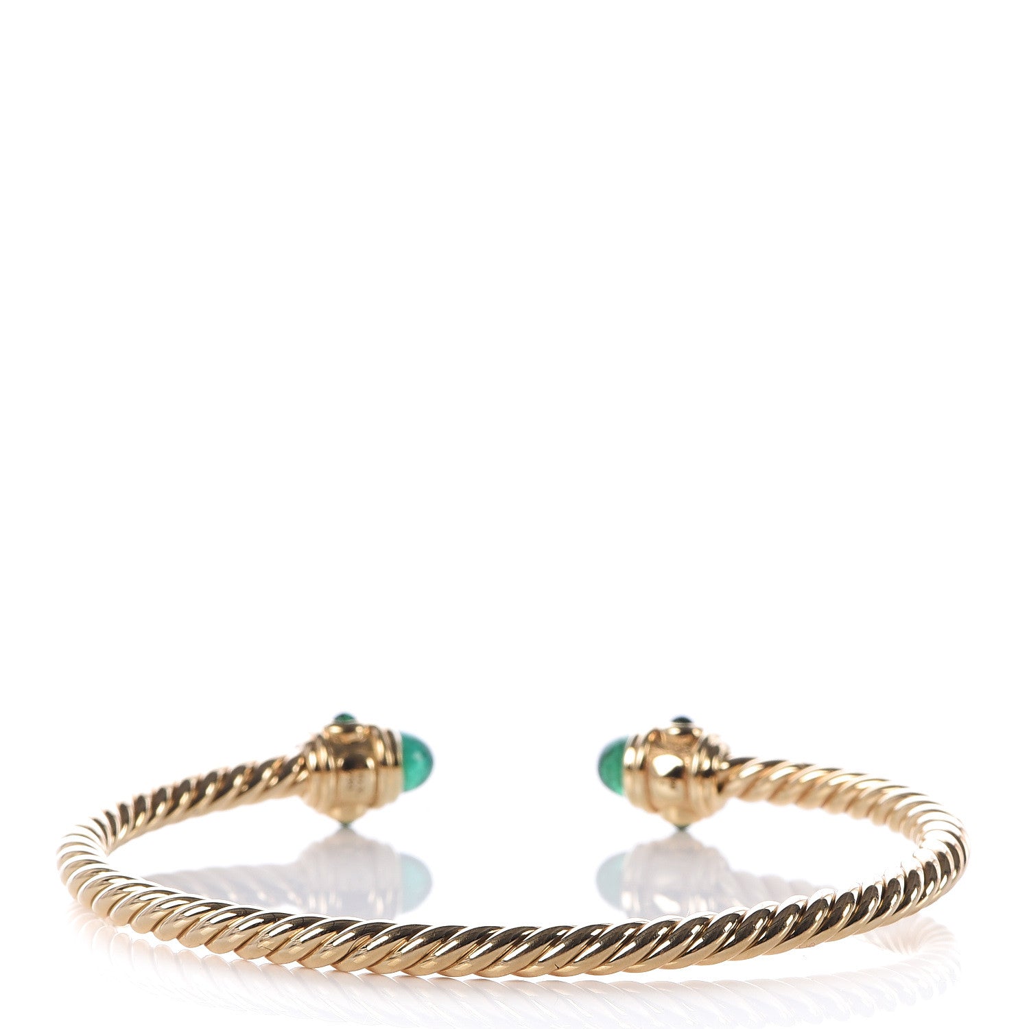 David Yurman 18K Yellow Gold Emerald 3.5mm Renaissance Bracelet 3 of 5