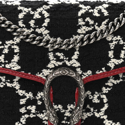 Gucci Tweed GG Monogram Mini Dionysus Chain Wallet Black White Romantic Cherry 8 of 11