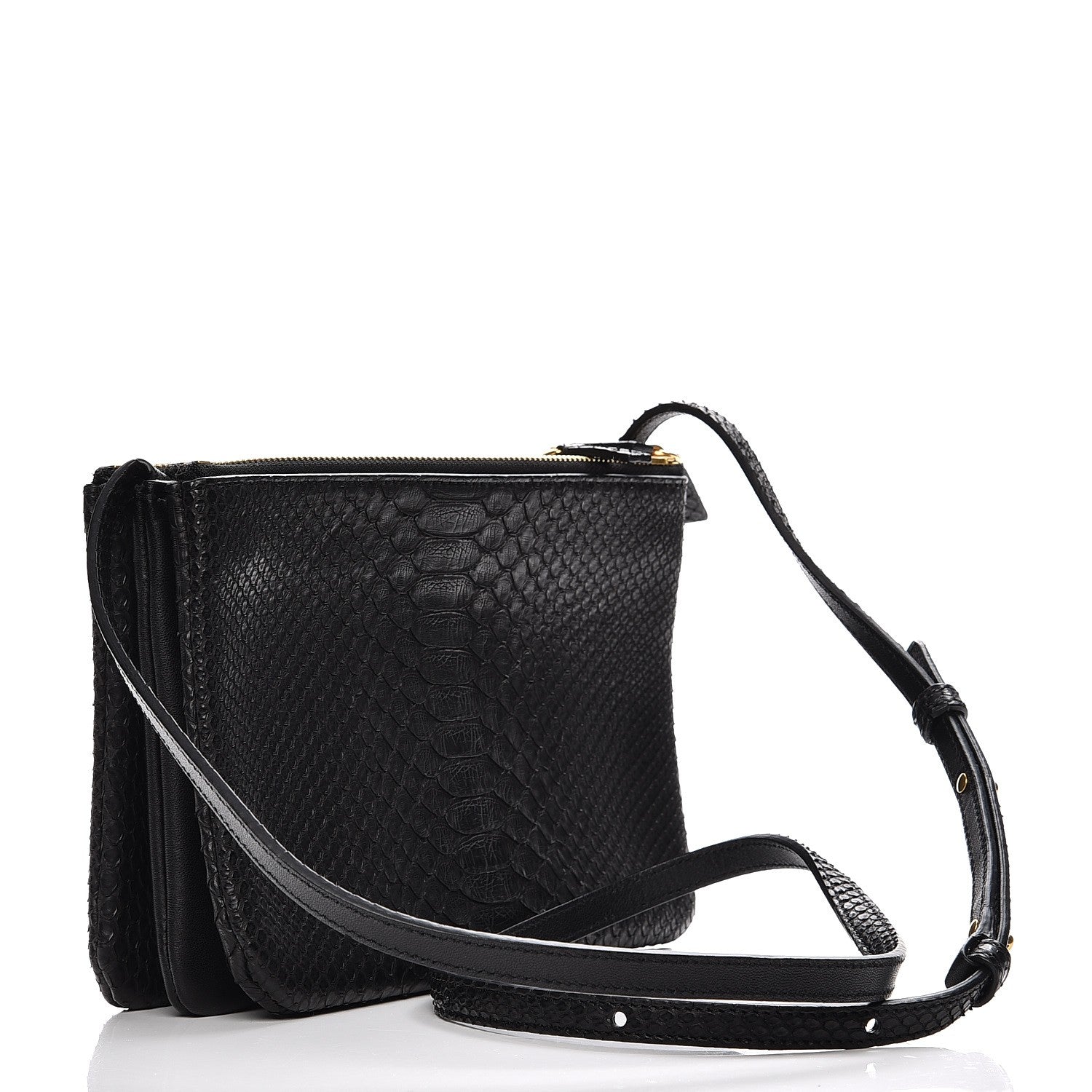 Celine Python Small Trio Crossbody Bag Black 3 of 8