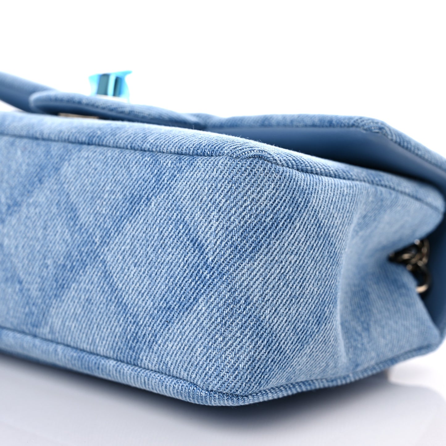 Denim Quilt Print Mini Rectangular Flap Light Blue