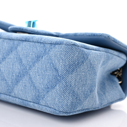 Chanel Denim Quilt Print Mini Rectangular Flap Light Blue 9 of 10