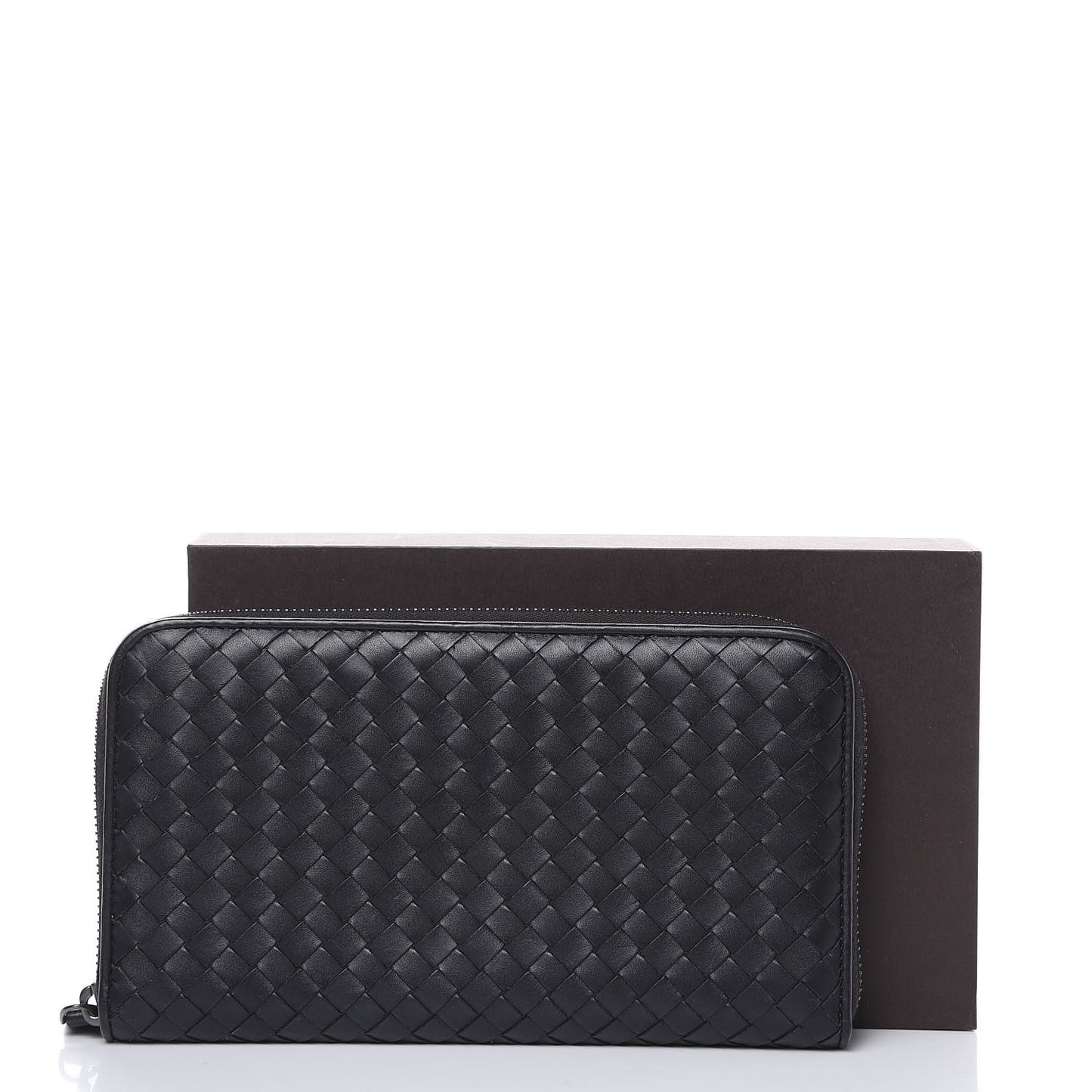 Nappa Intrecciato Zip Around Wallet Black