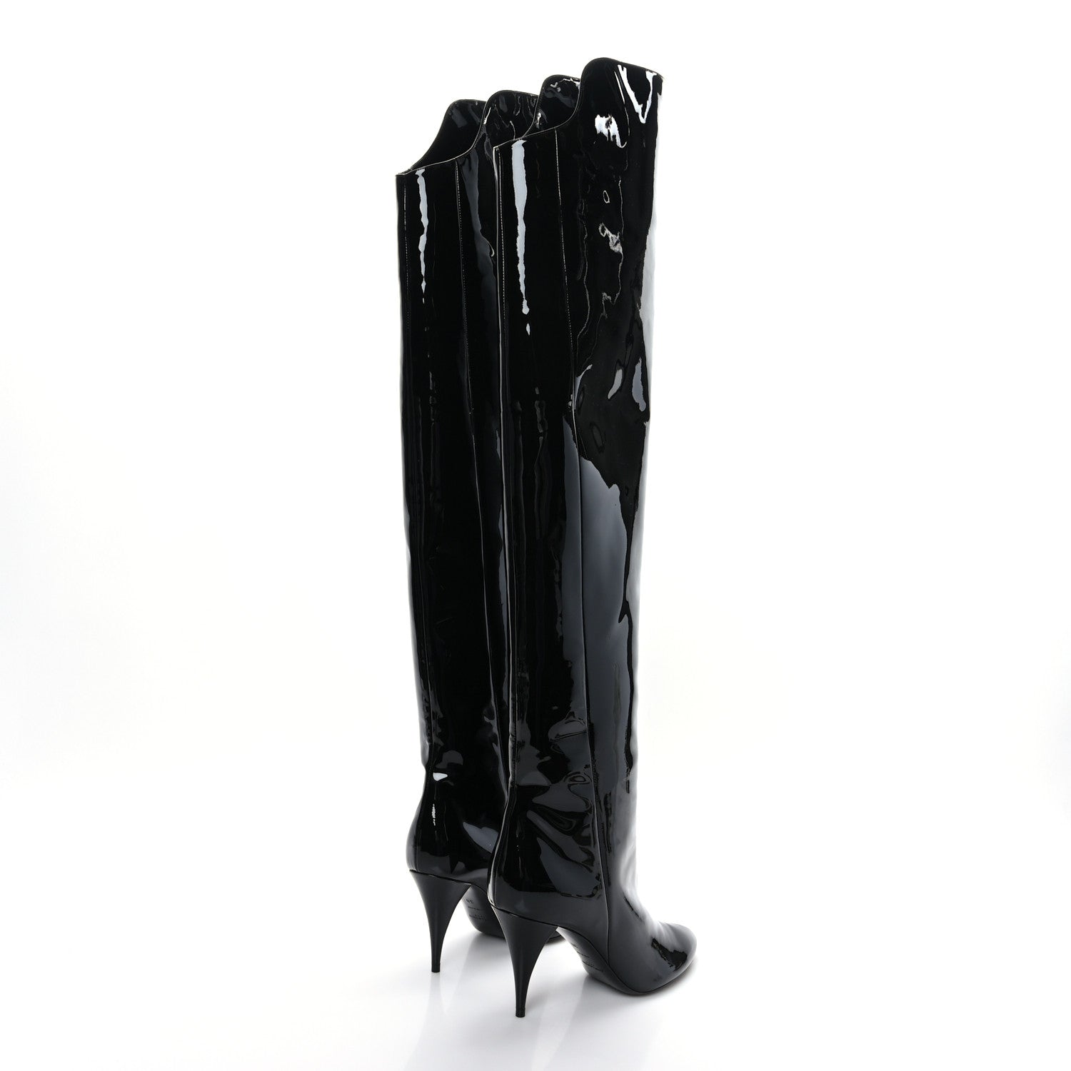Saint Laurent Patent Kiki 85 Over The Knee Boots 38 Black 4 of 6