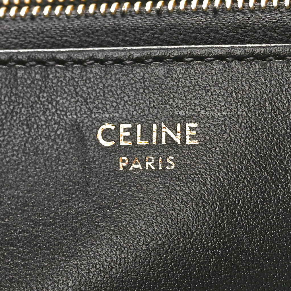 Lambskin Quilted Large C Charm Zip Around Wallet Black
