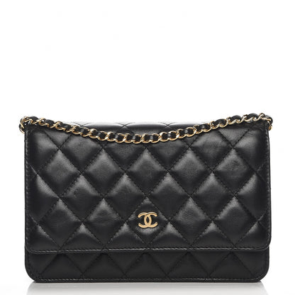 Chanel Lambskin Quilted Wallet On Chain WOC Black 1 of 8