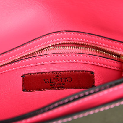 Valentino Garavani Nappa Canvas Camouflage Rockstud Wristlet Clutch Fuxia Fluo 6 of 7
