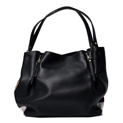 Burberry Grainy Calfskin House Check Medium Maidstone Black 1 of 4