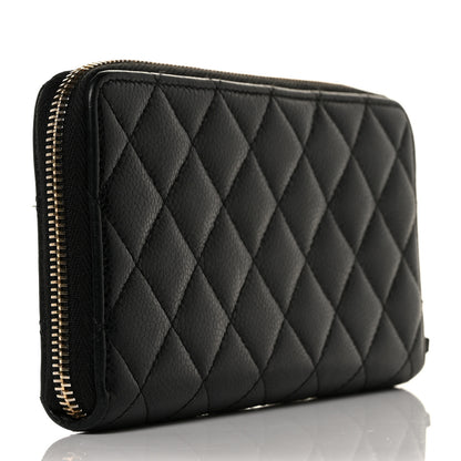 Chanel Caviar Quilted Large Gusset Zip Around Wallet Black 3 of 11