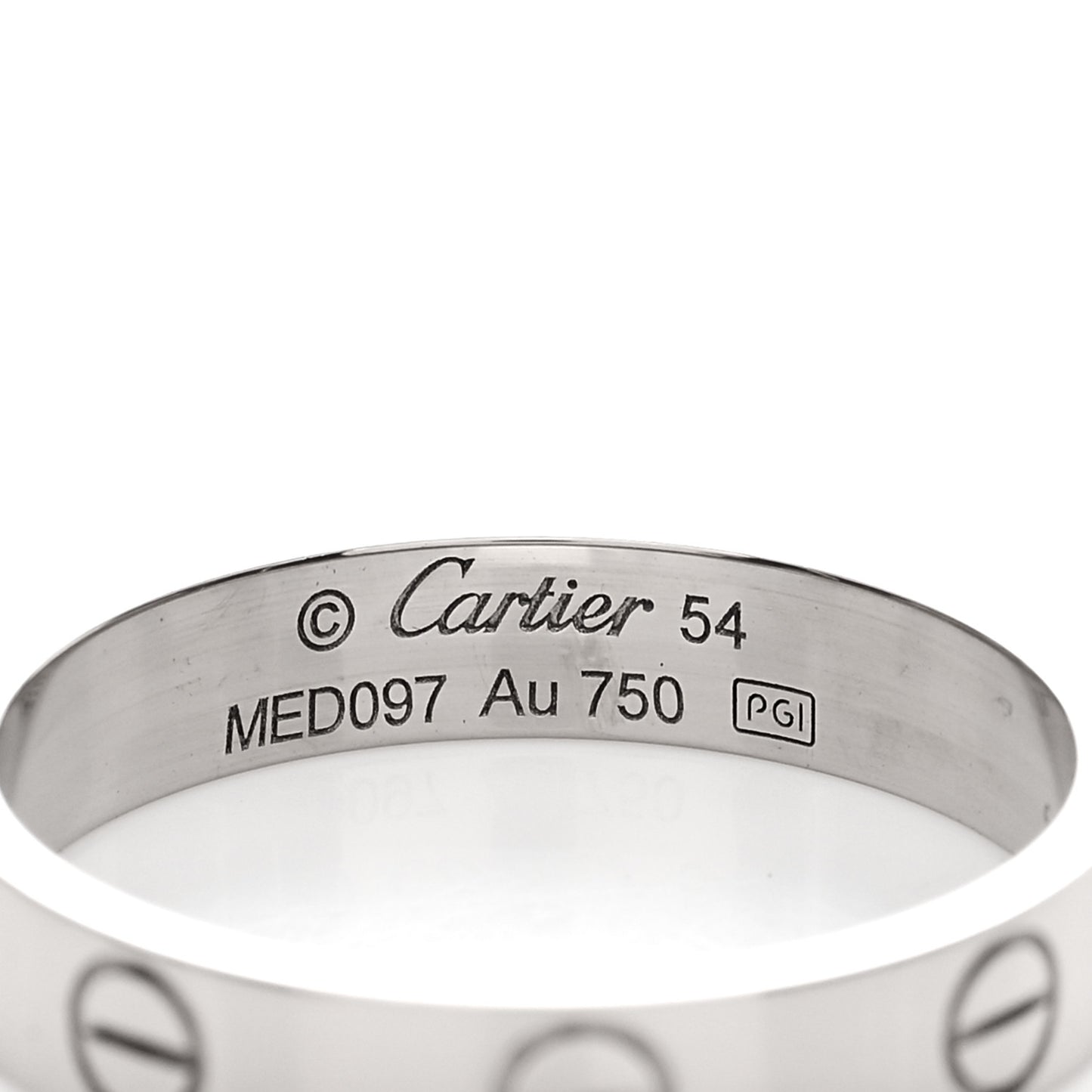 18K White Gold 3.5mm LOVE Wedding Band Ring 54 6.75