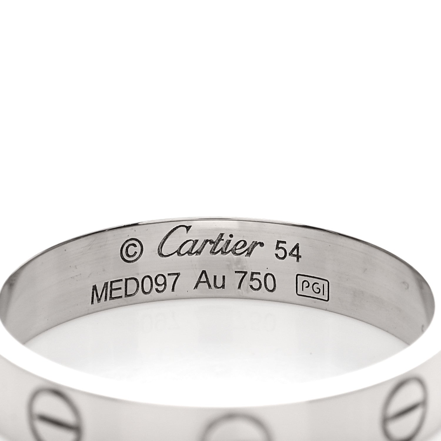 Cartier 18K White Gold 3.5mm LOVE Wedding Band Ring 54 6.75 4 of 5