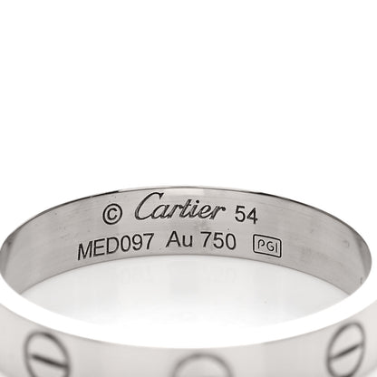 Cartier 18K White Gold 3.5mm LOVE Wedding Band Ring 54 6.75 4 of 5