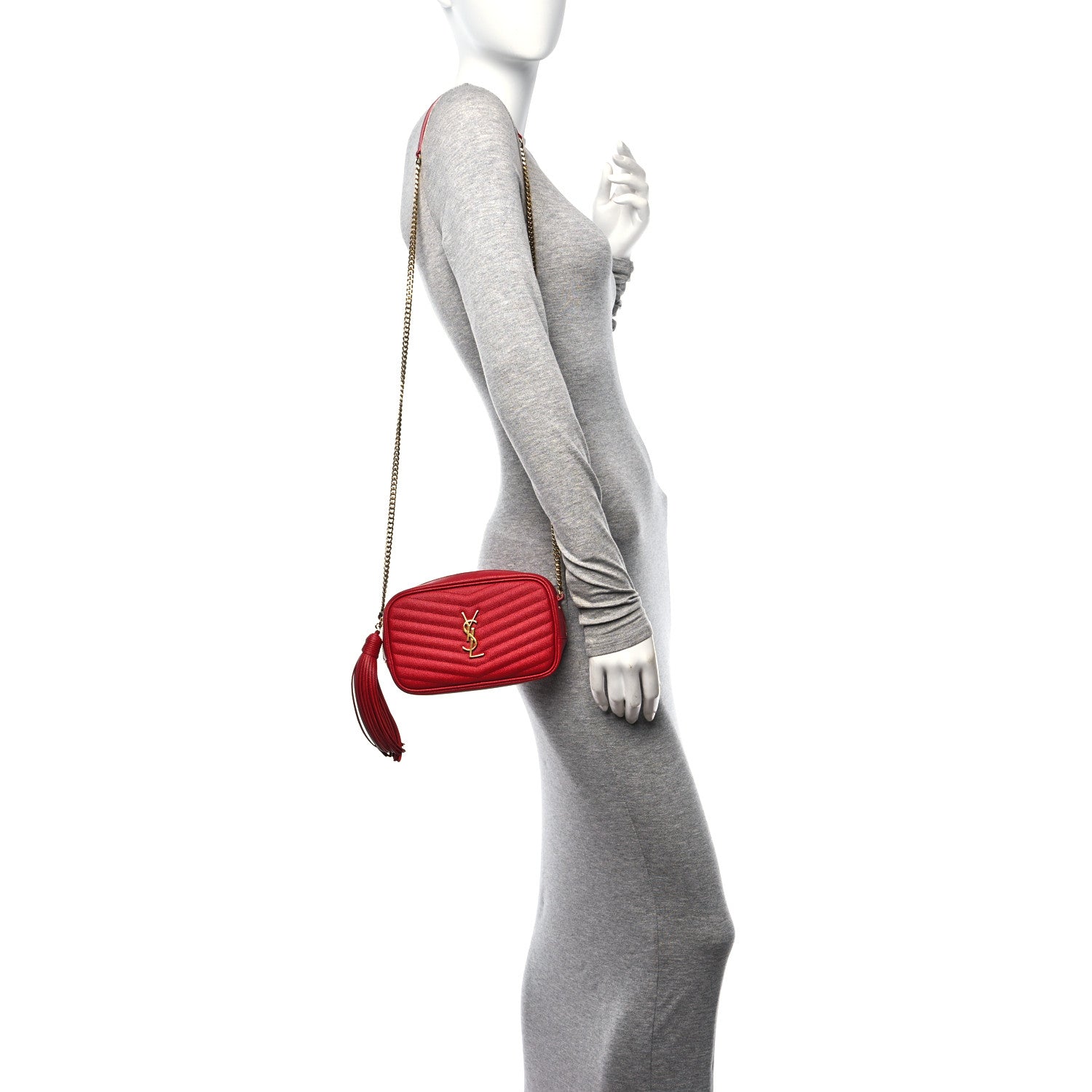 Saint Laurent Grain De Poudre Matelasse Monogram Mini Lou Camera Bag Eros Red 2 of 11