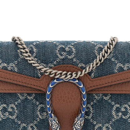 Gucci New Denim GG Monogram Dollar Calfskin Enamel Super Mini Dionysus Shoulder Bag Blue Tea Cuir Epilog Electric Blue 7 of 9