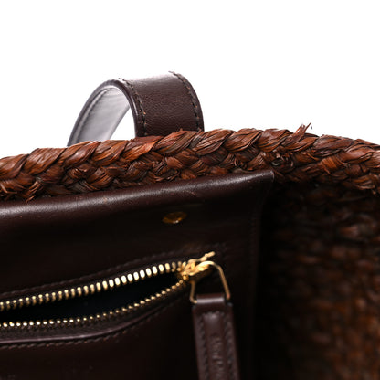 Saint Laurent Raffia Calfskin Small Panier Tote Dark Chocolate 12 of 13