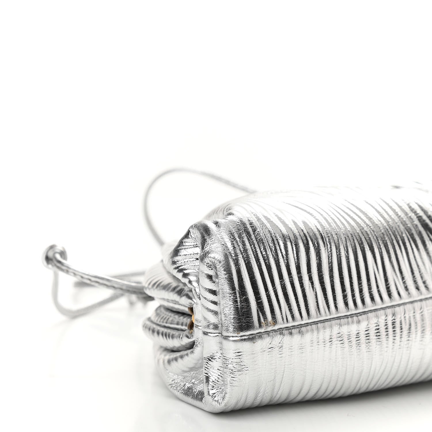 Bottega Veneta Metallic Bark Calfskin The Mini Pouch Silver 8 of 9