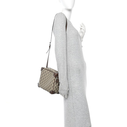 Gucci GG Supreme Monogram Textured Calfskin Square Messenger Bag Beige Ebony New Acero 2 of 11
