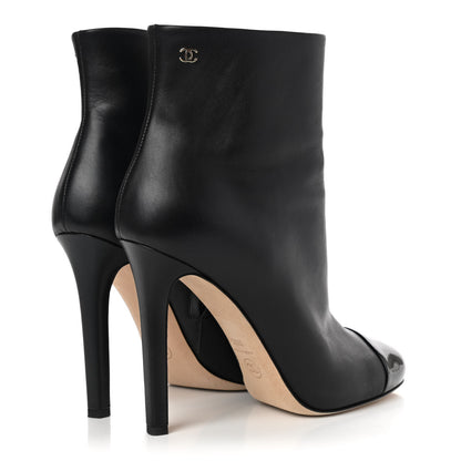 Chanel Calfskin Patent Cap Toe Ankle Boots 39.5 Black 4 of 8