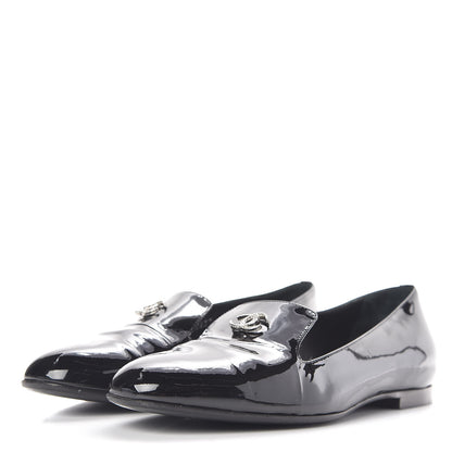 Chanel Patent CC Mocassin Loafers 38 Black 3 of 11
