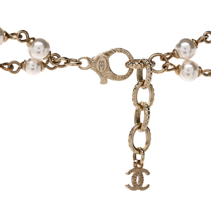 Chanel Crystal Pearl CC Charms Necklace Gold 4 of 5