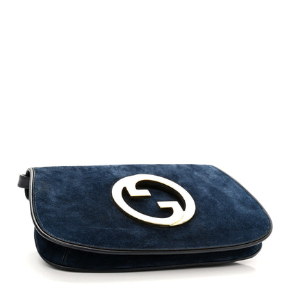 Gucci Suede Talco Roxy Calfskin Blondie Chain Shoulder Flap Bag Blondie Blue 4 of 12