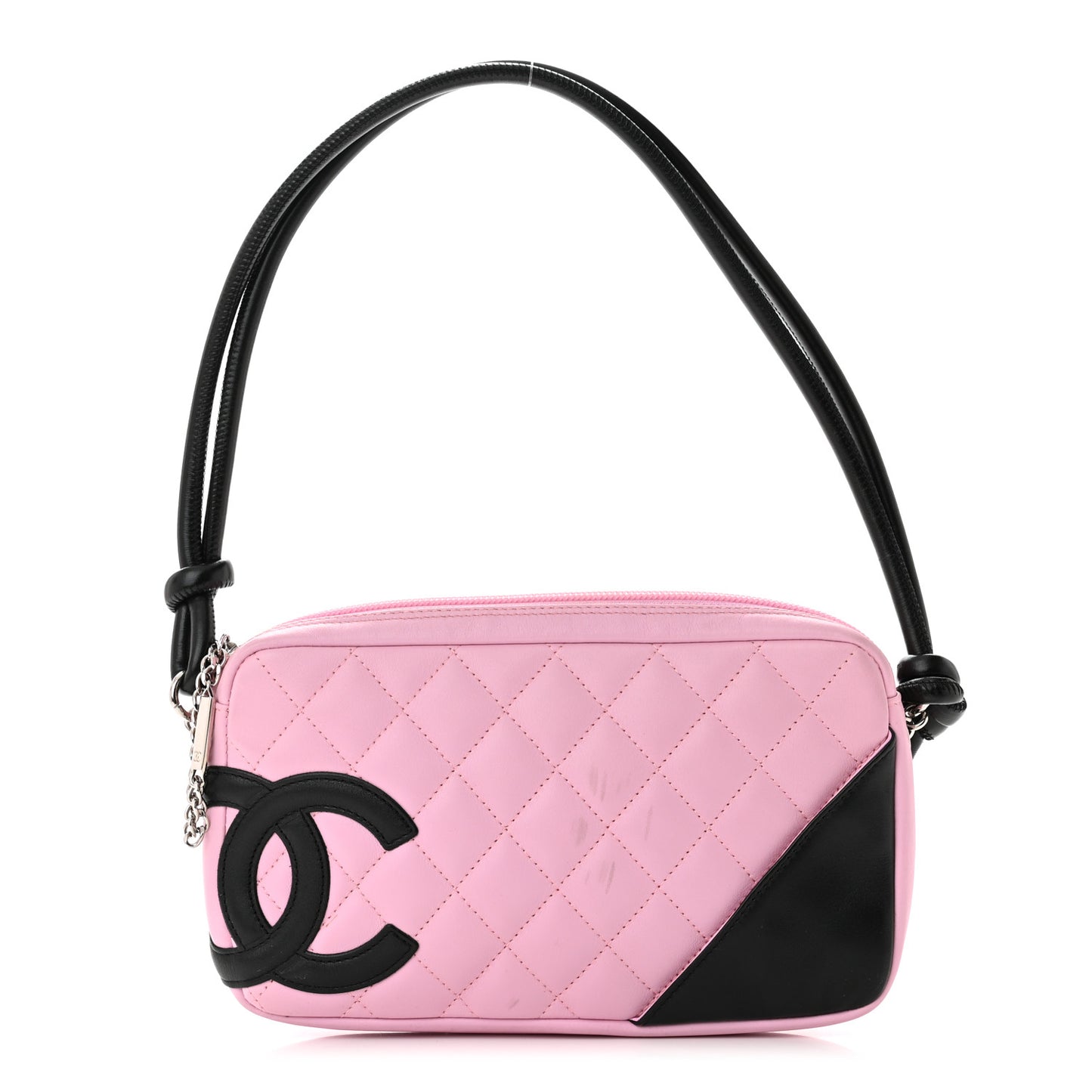 Calfskin Quilted Cambon Pochette Pink Black