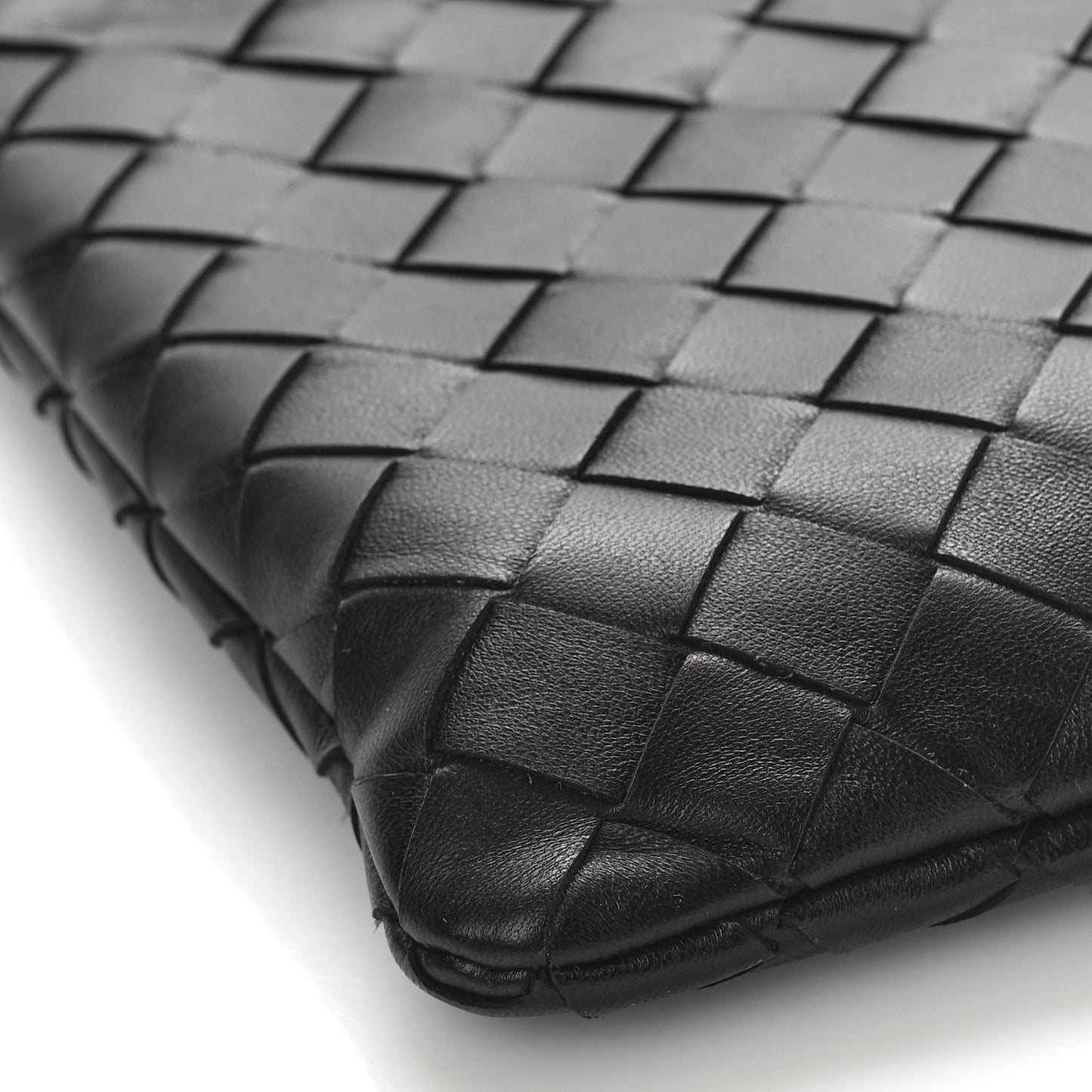 Nappa Intrecciato Medium Flat Zip Pouch Black