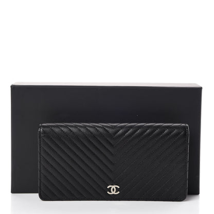 Chanel Caviar Chevron Quilted Yen Wallet Black 13 of 13