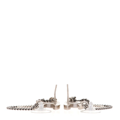 Chanel Crystal Chain CC Earrings Silver 3 of 5