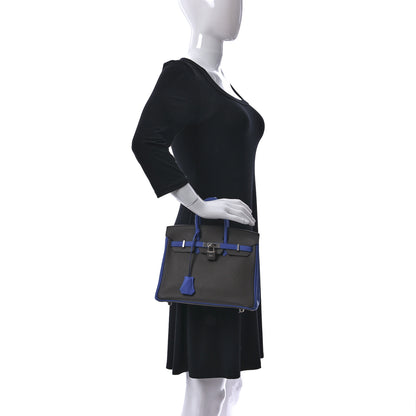 Hermes Taurillon Clemence Horseshoe Birkin 25 Etain Blue Zellige 2 of 11