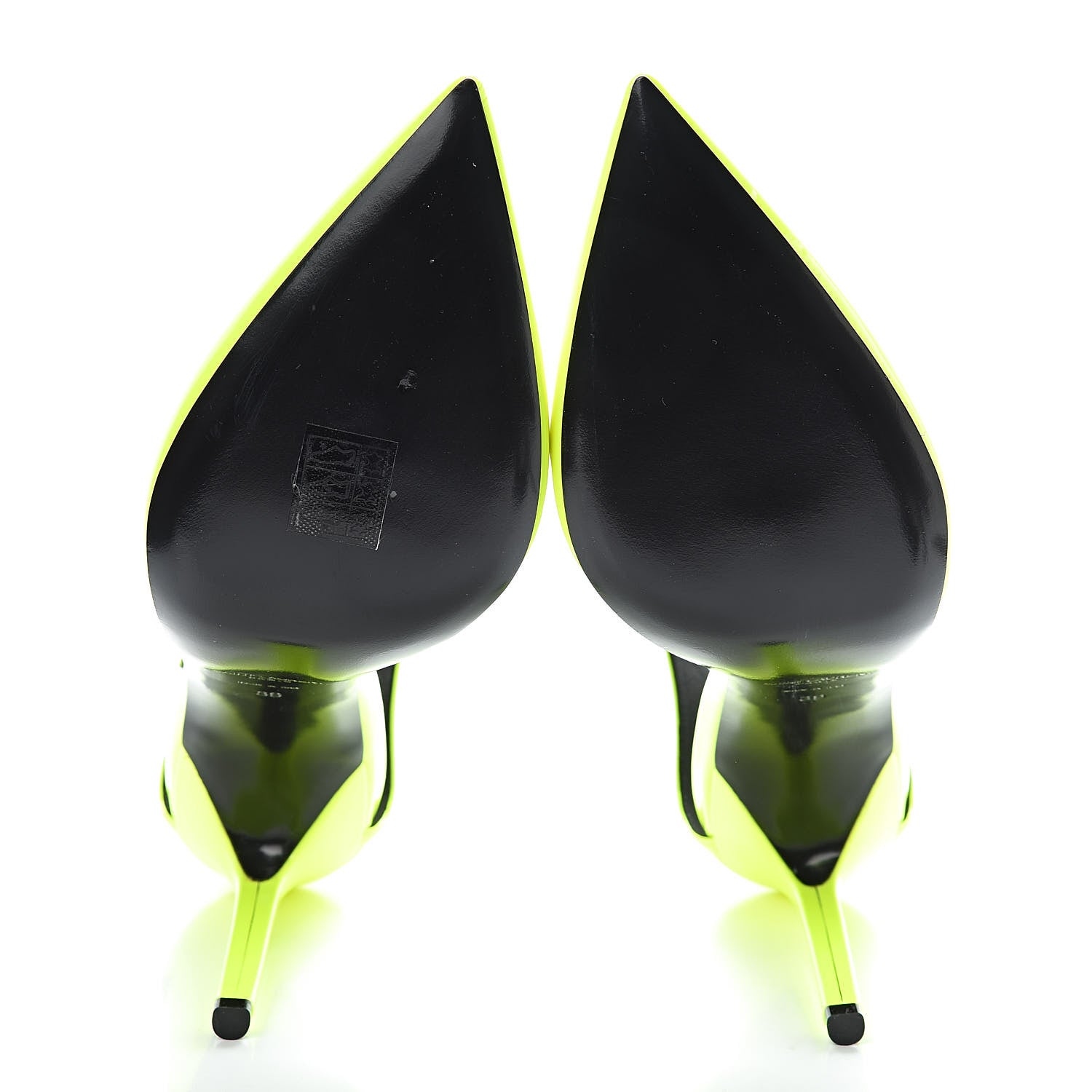Saint Laurent Patent Anja 105 Ankle Strap Pointed Pumps 39 Fluo Yellow 9 of 10