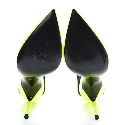 Saint Laurent Patent Anja 105 Ankle Strap Pointed Pumps 39 Fluo Yellow 9 of 10