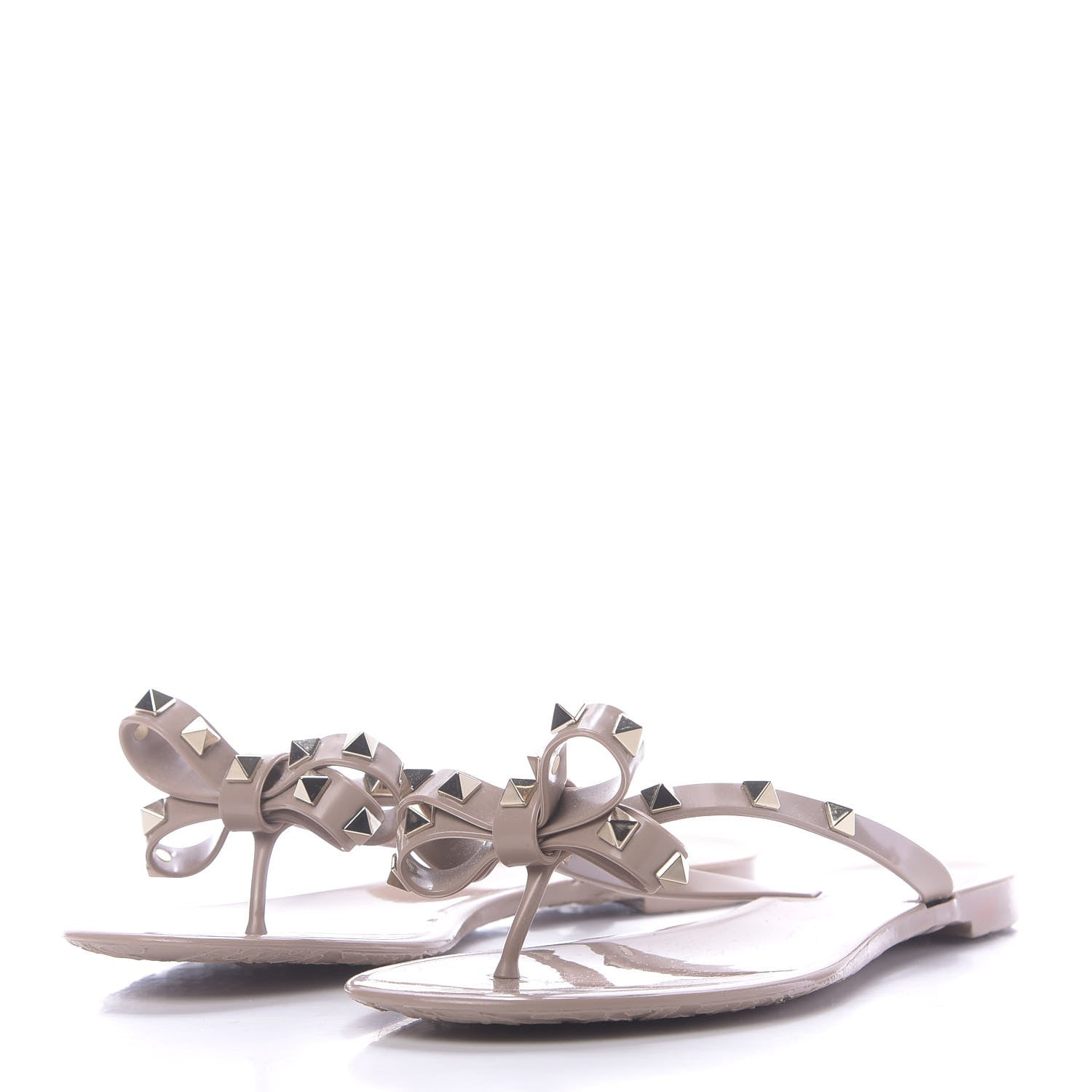 Valentino Garavani PVC Jelly Rockstud Bow Thong Sandals 38 Poudre 3 of 8