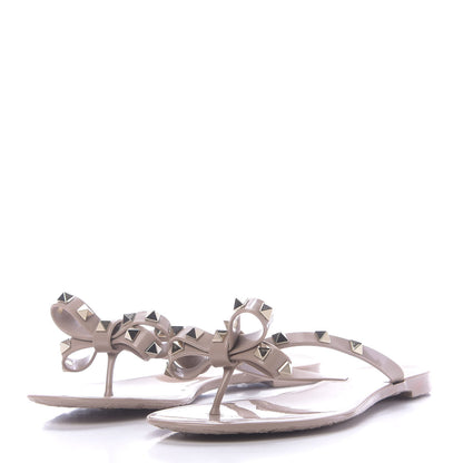 Valentino Garavani PVC Jelly Rockstud Bow Thong Sandals 38 Poudre 3 of 8