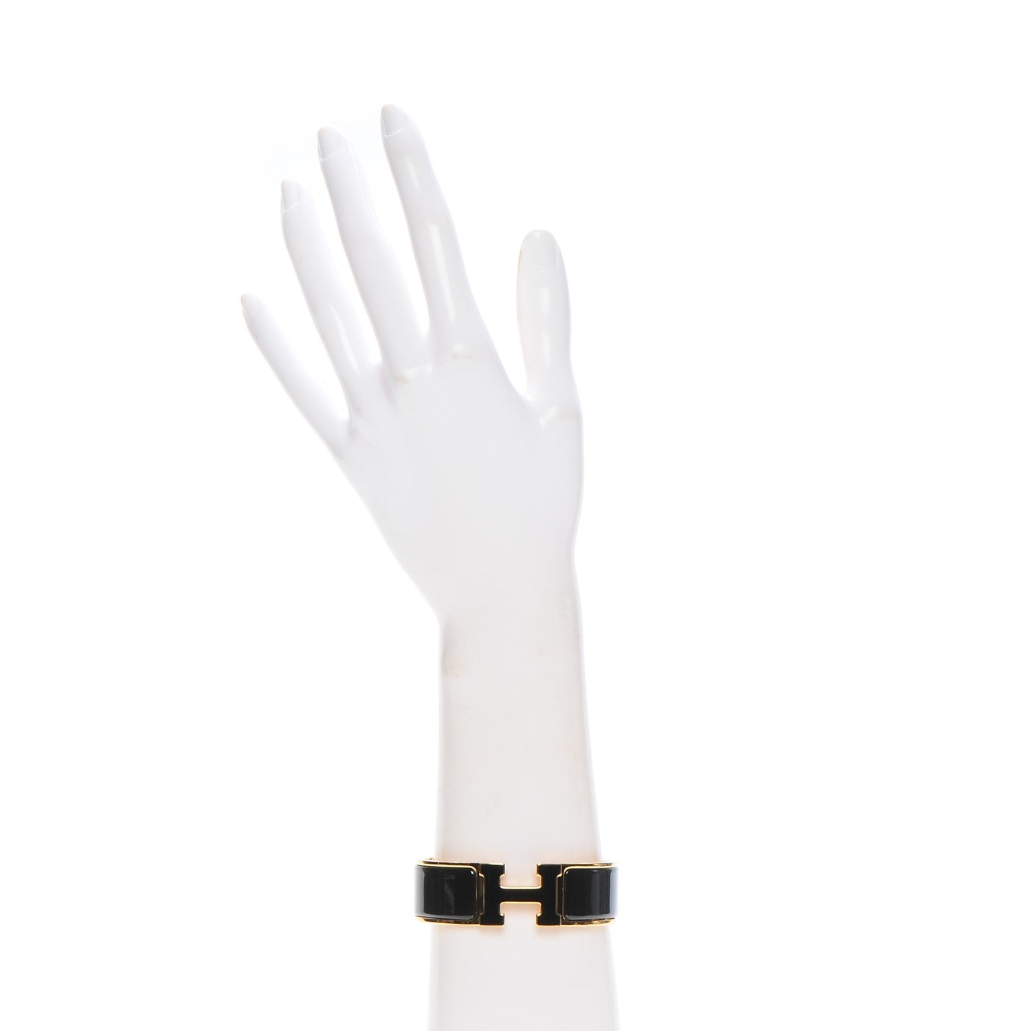 Hermes Enamel Wide Clic Clac H Bracelet GM Black 2 of 4