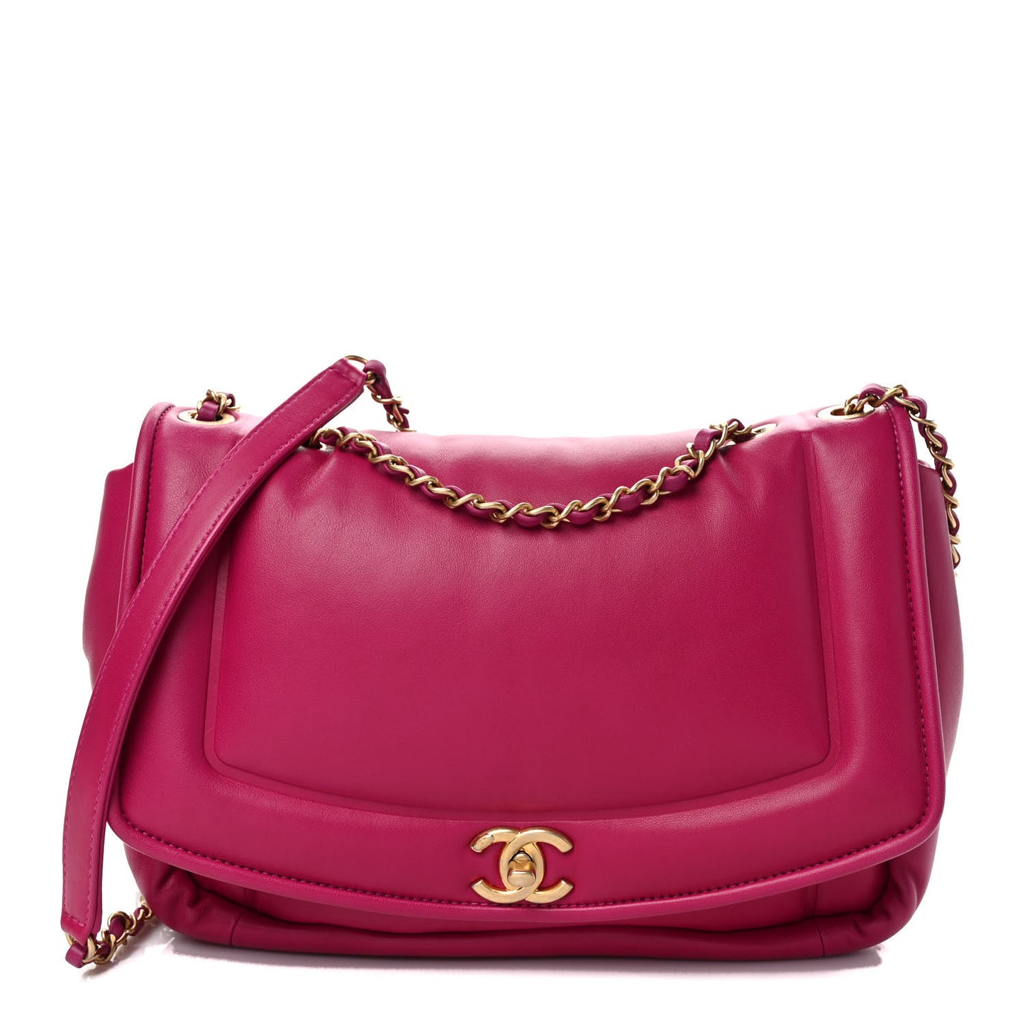 Lambskin Medium Simply Flap Pink