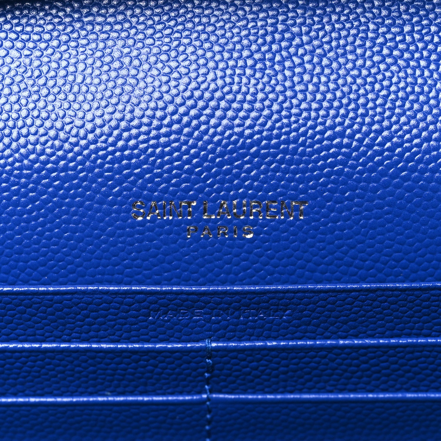 Saint Laurent Grain De Poudre Matelasse Chevron Monogram Chain Wallet Blue Majorelle 6 of 11