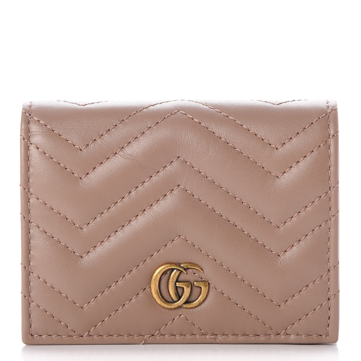 Calfskin Matelasse GG Marmont Card Case Wallet Porcelain Rose