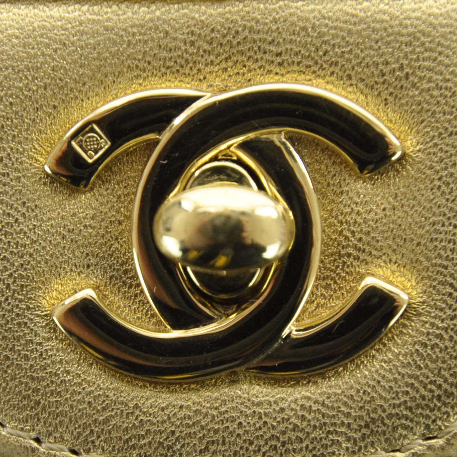 Chanel Lambskin East West Chocolate Bar Flap Gold 5 of 9