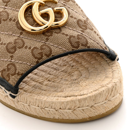 Gucci Monogram Matelasse GG Marmont Espadrille 20mm Slide Sandals 37 Beige Ebony Black 9 of 13