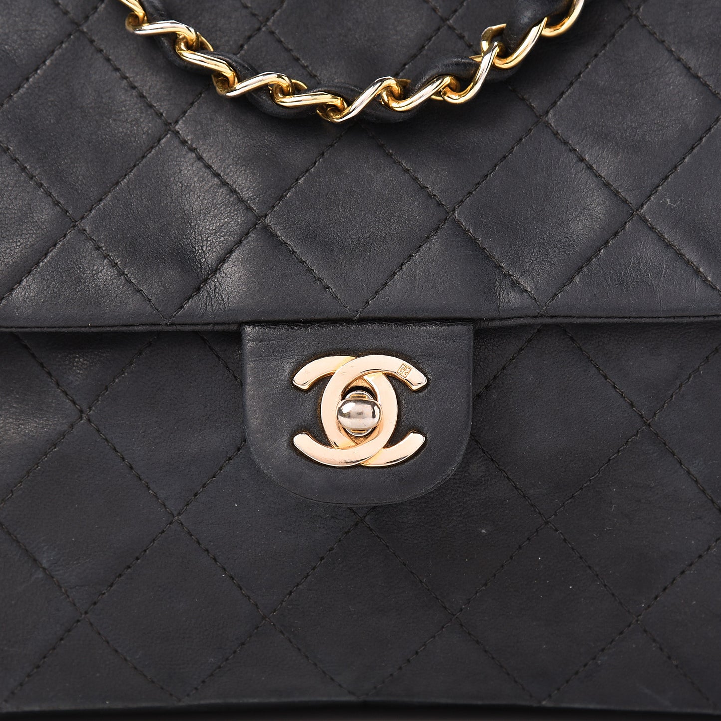 Lambskin Quilted Mini Square Flap Black