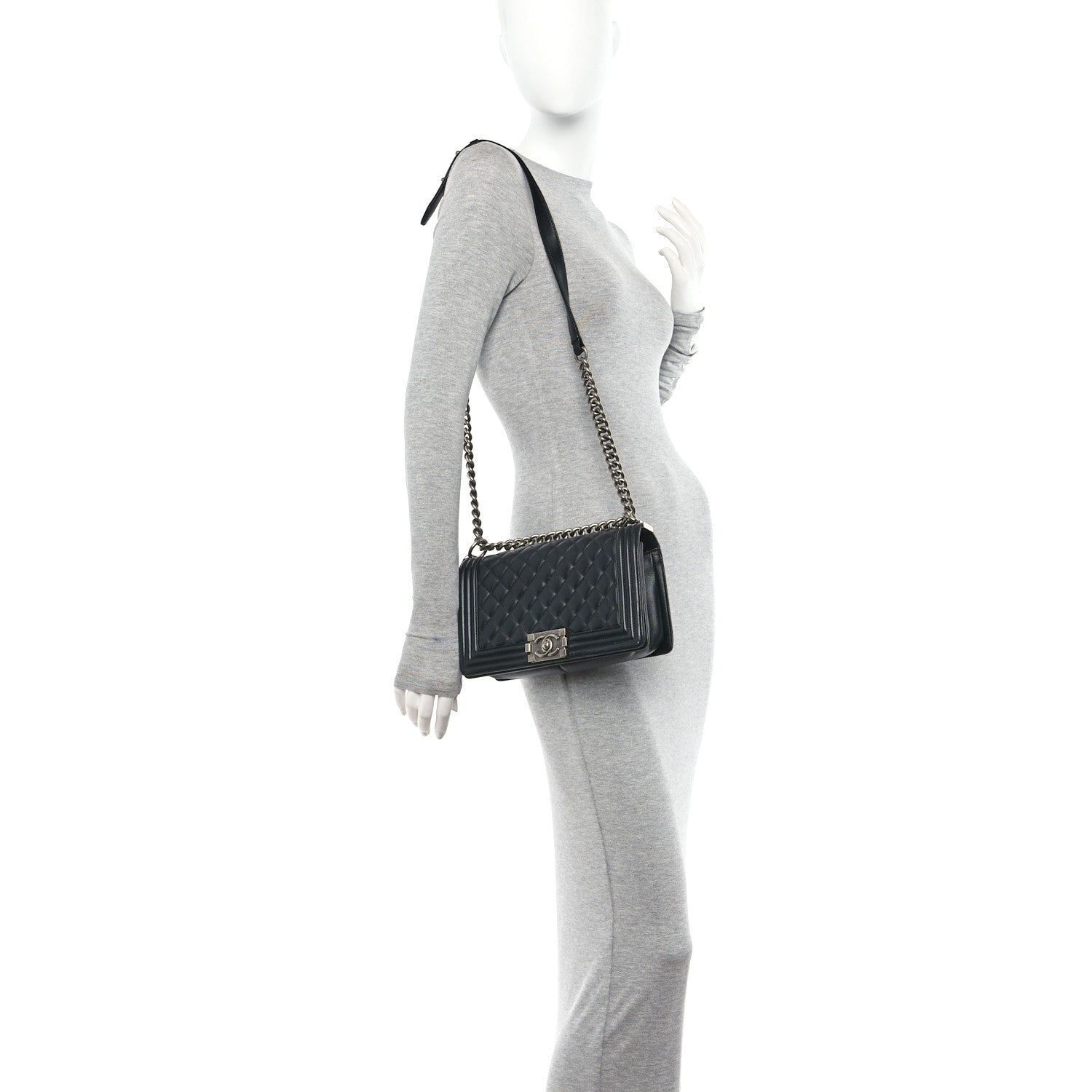Chanel Lambskin Quilted Medium Boy Flap Black 2 of 10