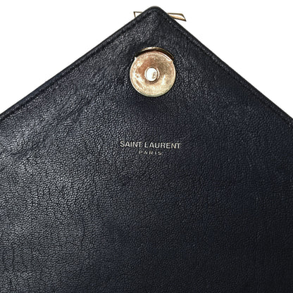 Saint Laurent Sheepskin Matelasse Chevron Monogram Medium College Bag Deep Marine 6 of 15