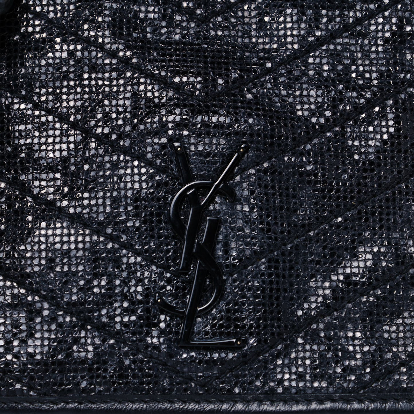 Metallic Cracked Calfskin Monogram Niki Chain Wallet Black